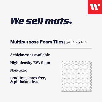 We Sell Mats 1/2 Inch Thickness Multipurpose EVA Foam Floor Tiles, Interlocking Floor Mat for Indoor Gym and Home Use, 24 in x 24 in, Light Gray, 24 Square Feet (6 Tiles)