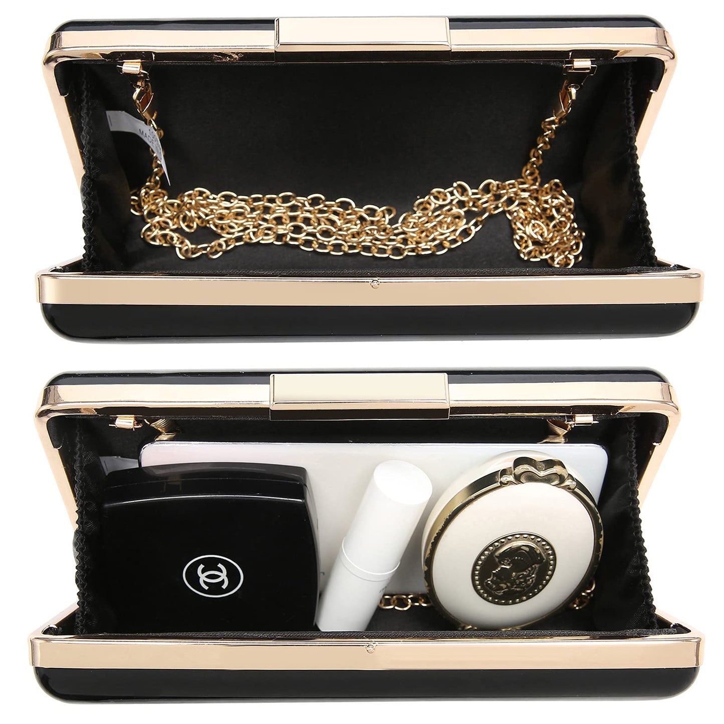 Dasein Women Evening Purses Clutch Bags Formal Party Clutches Wedding Purses Cocktail Prom Handbags (Patent Leather Black)