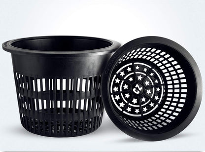8 inch Net Pots Heavy Duty Round Cups Wide Rim Design - Orchids • Aquaponics • Aquaculture • Hydroponics Slotted Mesh (Cz Garden All Star 5 Pack Black)
