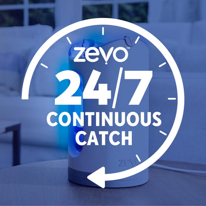 Zevo MAX Bug Catcher & Fly Trap for Indoors - Flying Insect Trap for Gnats, House & Fruit Flies - Use in Any Room - No-Mess Disposal (1 Plug in Base & 2 Cartridges)