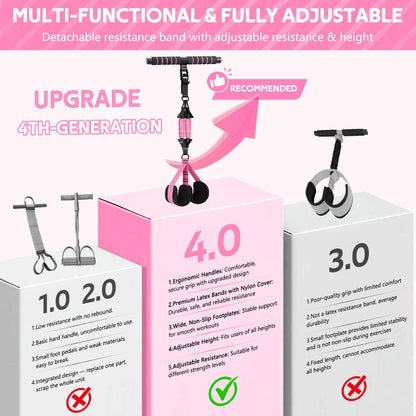 2026 Upgraded Pedal Resistance Bands with Handles, 14-in-1 Multifunction Exercise Bands & Pilates Kit Fitness Equipment Set for Core/ABS, Slimming Training & Physical Therapy