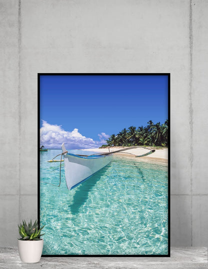 Beach Art Wall Decor Coral Beach Sand Sea Palapa Tropical Palm Tree Photo Sunset Landscape Pictures Ocean Scenic Scenery Nature Photography Paradise Cool Wall Art Print Poster 36x24