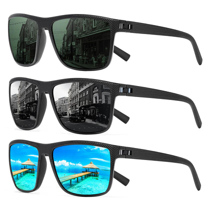 Square Polarized Sunglasses for Men and Women Lightweight Frame Sun Glasses with UV Protection