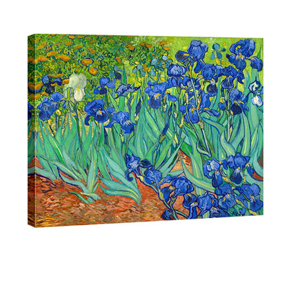 Wieco Art Irises Modern Stretched and Framed Floral Giclee Canvas Print By Van Gogh Famous Flowers Oil Paintings Reproduction Artwork Pictures on Canvas Wall Art for Bedroom Home Decorations