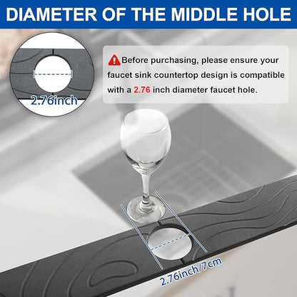 2 Pcs Faucet Mat for Kitchen Sink 15.74”×3.94” Diatomite Quick Dry Sink Splash