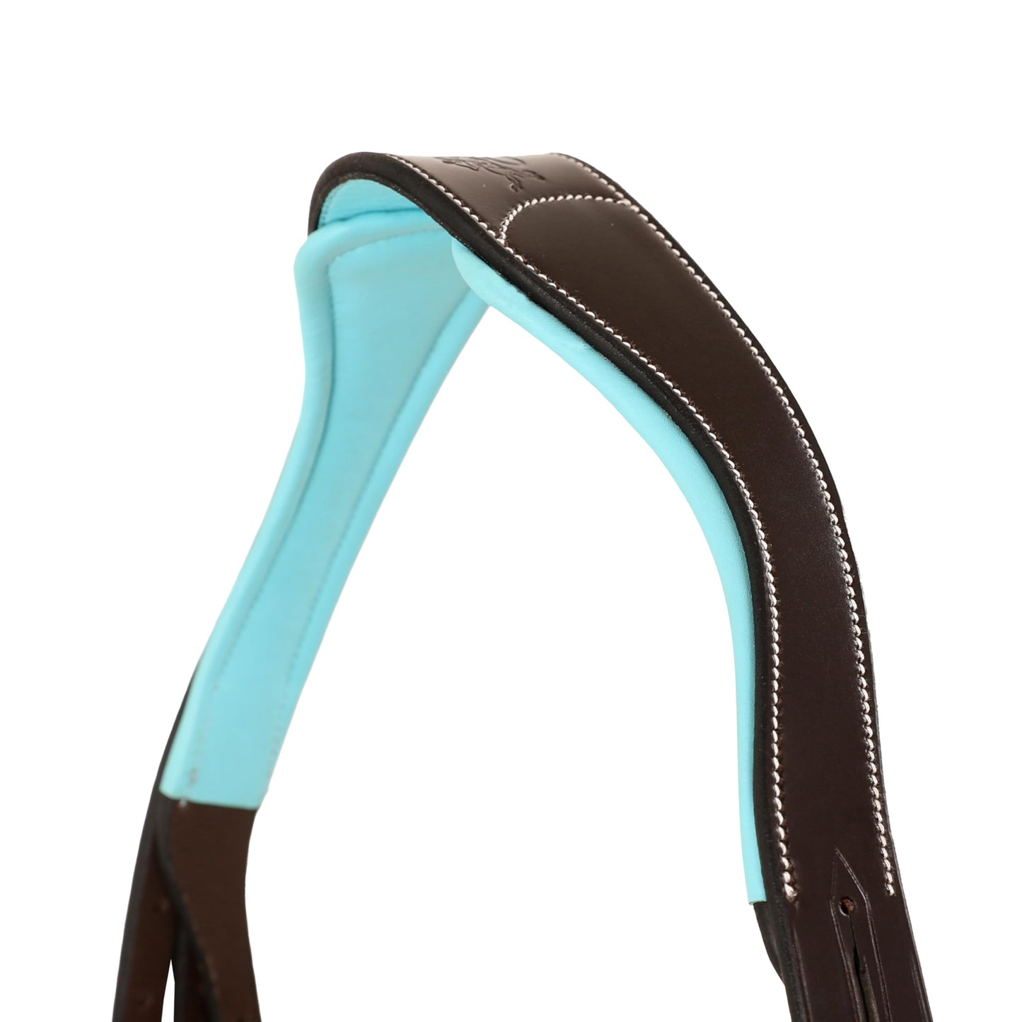 ExionPro Anatomical English Horse Bridle with Blue Crystal Bling Browband- Baby Blue Padded Jumping Bridle with Flash Noseband & Rubber Reins- Comfort Crown - Black or Havana Brown - Full