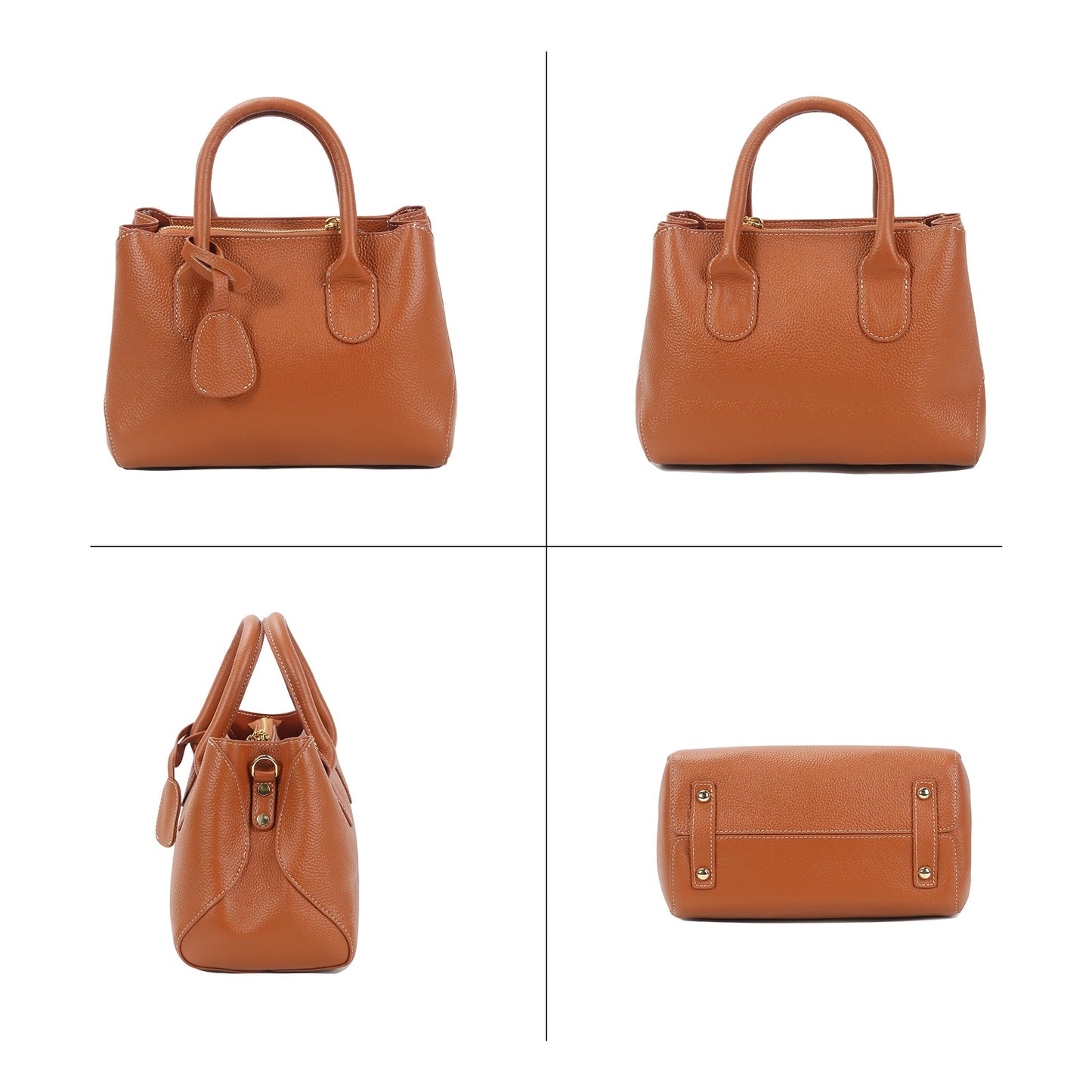 Genuine Leather Medium Tote Bag for Women – Vintage Office Style, Hand-Held/Crossbody Shoulder Bag, Fits 7.9" Tablet