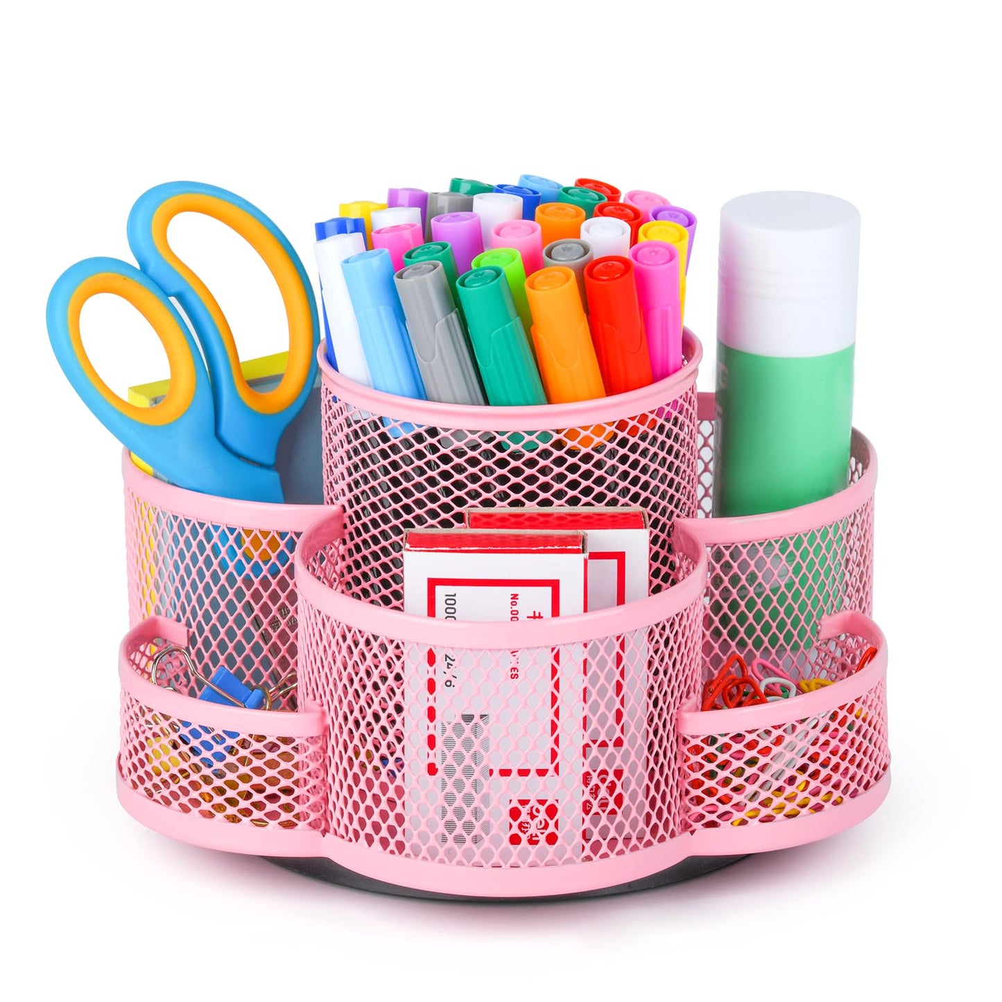 Topwey Pink Pen Holder for Desk, Rotating Pencil Holder, Cup Holder for Desk Office, Pen Organizer