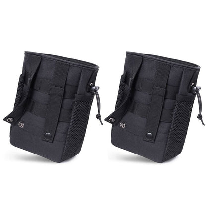 Haafoo Dump Pouch Molle - Tactical Drawstring Magazine Pouch, Molle Ammo Bag, Adjustable Military Utility Belt Holster Molle Dump Bag 2 Pack-Black