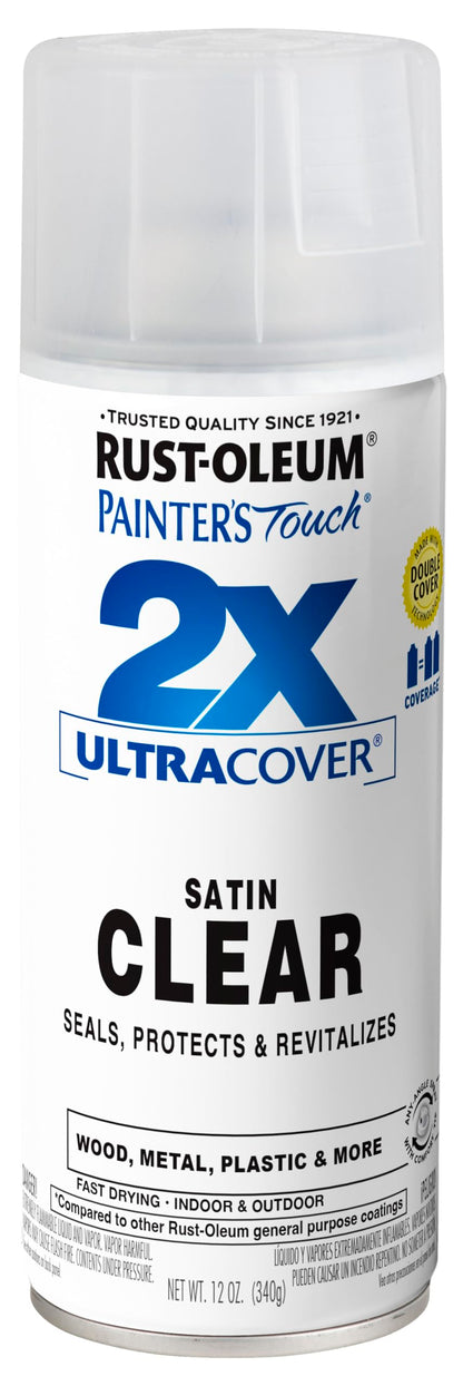 Rust-Oleum 249845 Painter's Touch 2X Ultra Cover Spray Paint, 12 oz, Satin Clear