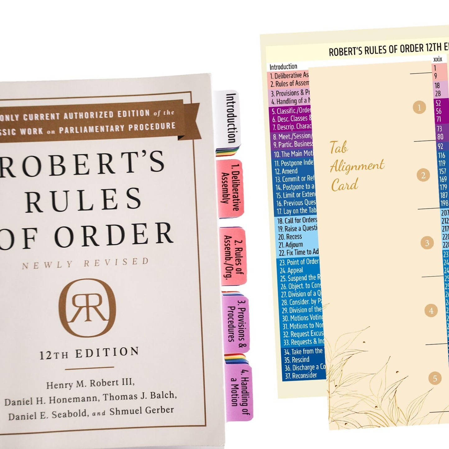 Index Tabs for Robert's Rules of Order 12th Edition, Laminated and Color-Coded for Long-Lasting Use and Fast Navigation. (Book Not Included)
