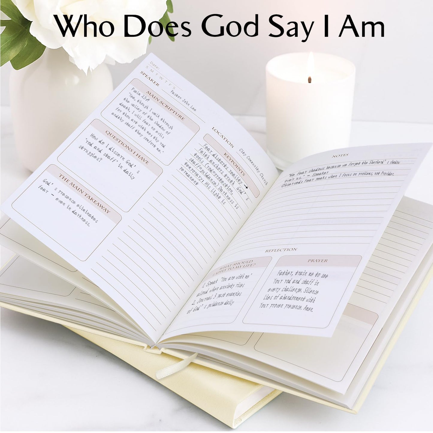 XKDOUS Church Notes Journal, Sermon Notes Christian Notebook, Linen Bible Study Journal, Prayer Journals, Blank Notebook to Writing Key Points and Notes, Christian Gifts for Women Men, Beige