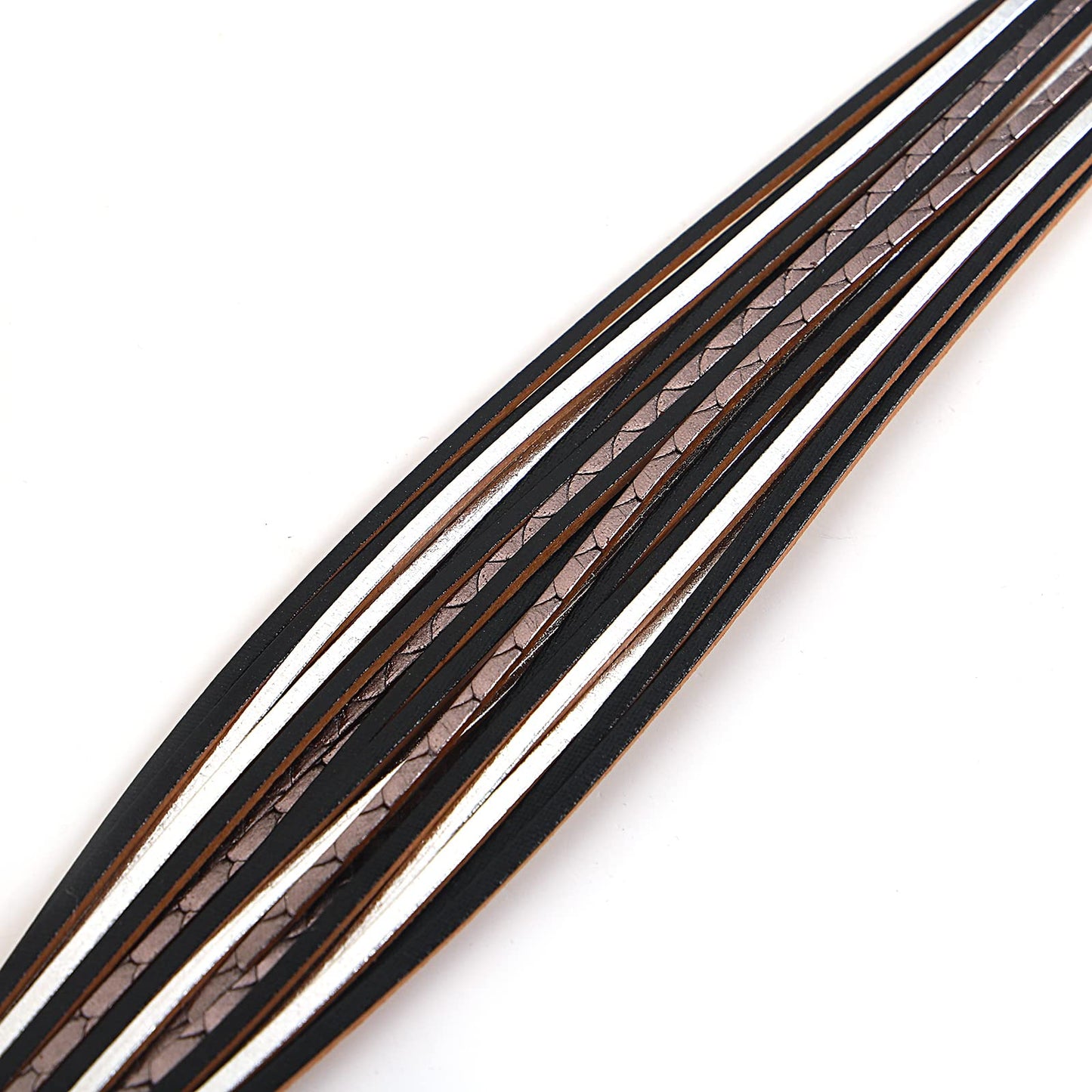 hotoo Boho Leather Bracelets for Women Black Wrap Bracelet Cuff Handmade Stackable Layered Chunky Colored Men Wristbands Christmas