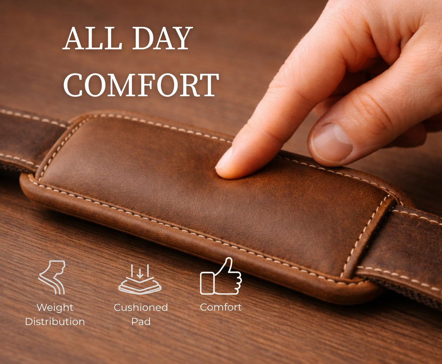 Brown Leather Messenger Bag for Men, Genuine Leather Briefcase Fits 15 Inch Work Satchel for Office, Business, and Travel Use
