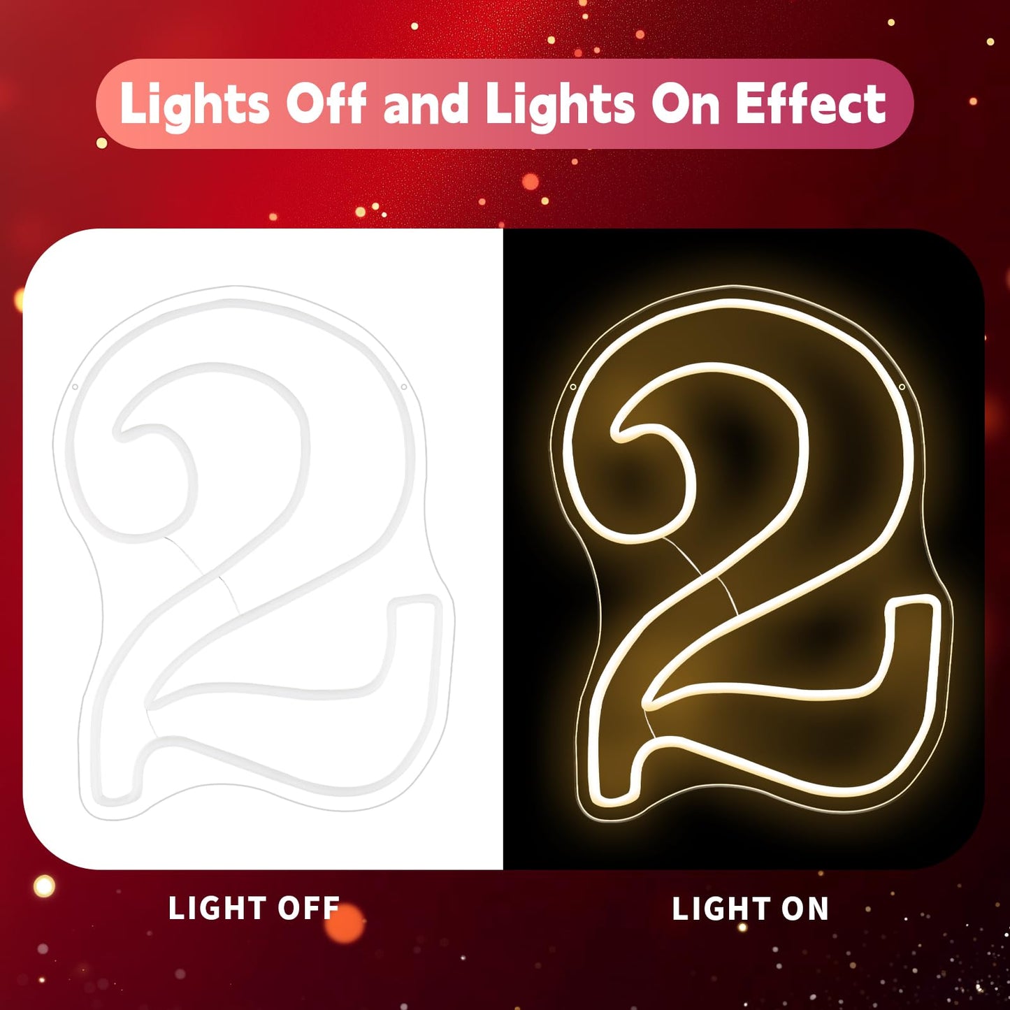 RUMONZS LED Acrylic Light up Number, Decorative Transparent Light up Letters USB Powered Big Number Sign Light for Birthday, Night Light, Party, Anniversary, Christmas, Home Decor, Wedding 11.8'' (number2)