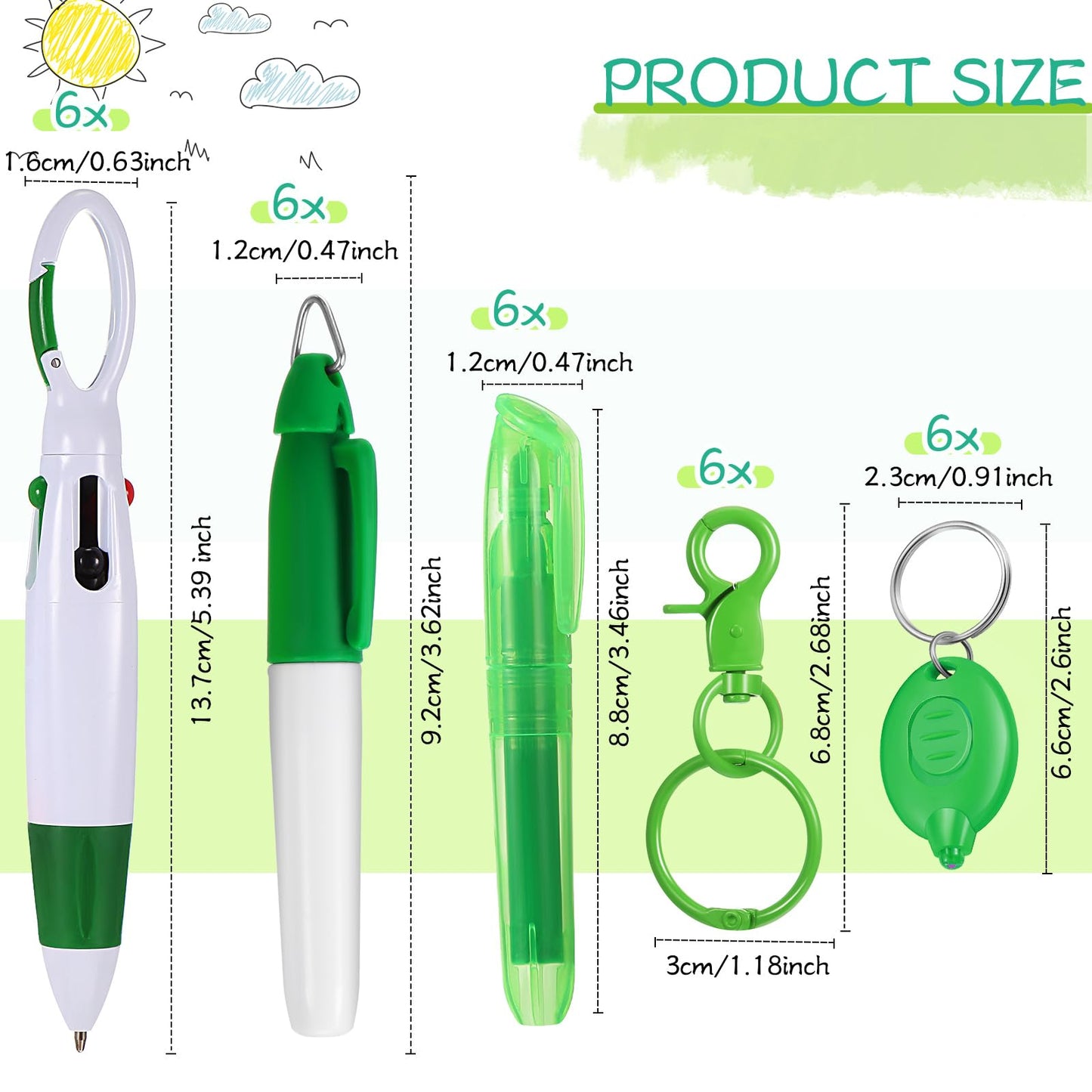 Chinco 30 Pcs Nurse Badge Pen Set Nurse Week Gifts CNA Retractable Shuttle Pen Clip with Mini Highlighter Marker LED Keychain