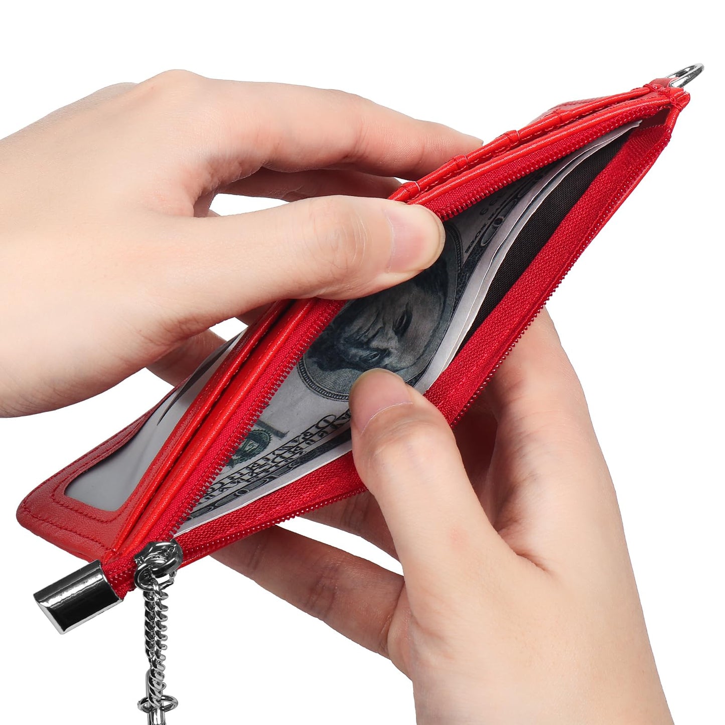 EcoVision RFID Blocking Slim Credit Card Holder Wallet with Zipper Money Pocket & Keychain, Slim Airtag Wallet for Men Women