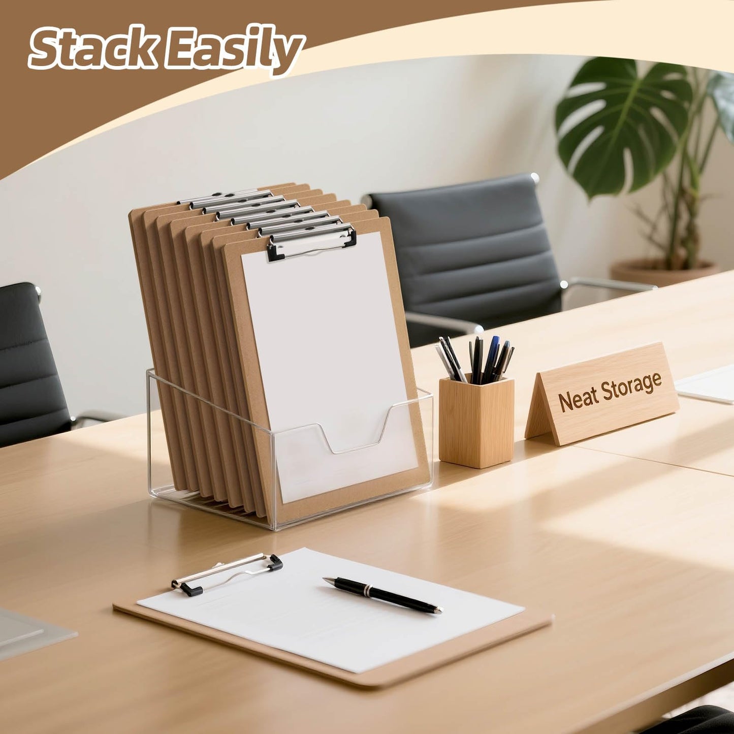 HappyHapi 16 Pack Clipboard 8.5 x 11 Letter Size Clip Boards Bulk, A4 Wooden Hardboard Office Clipboards Pack for Classroom, Work-Meetings, Brown