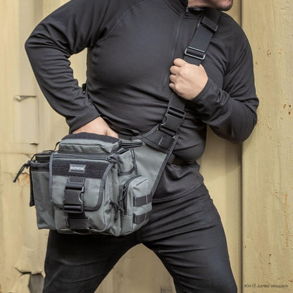 MAXPEDITION Jumbo Versipack (Wolf Gray) 7.4L Tactical Crossbody Sling Bag for EDC, CCW Concealed Carry, Survival, Includes Ergonomic 2" Strap with Comfortable Pad, 0412W