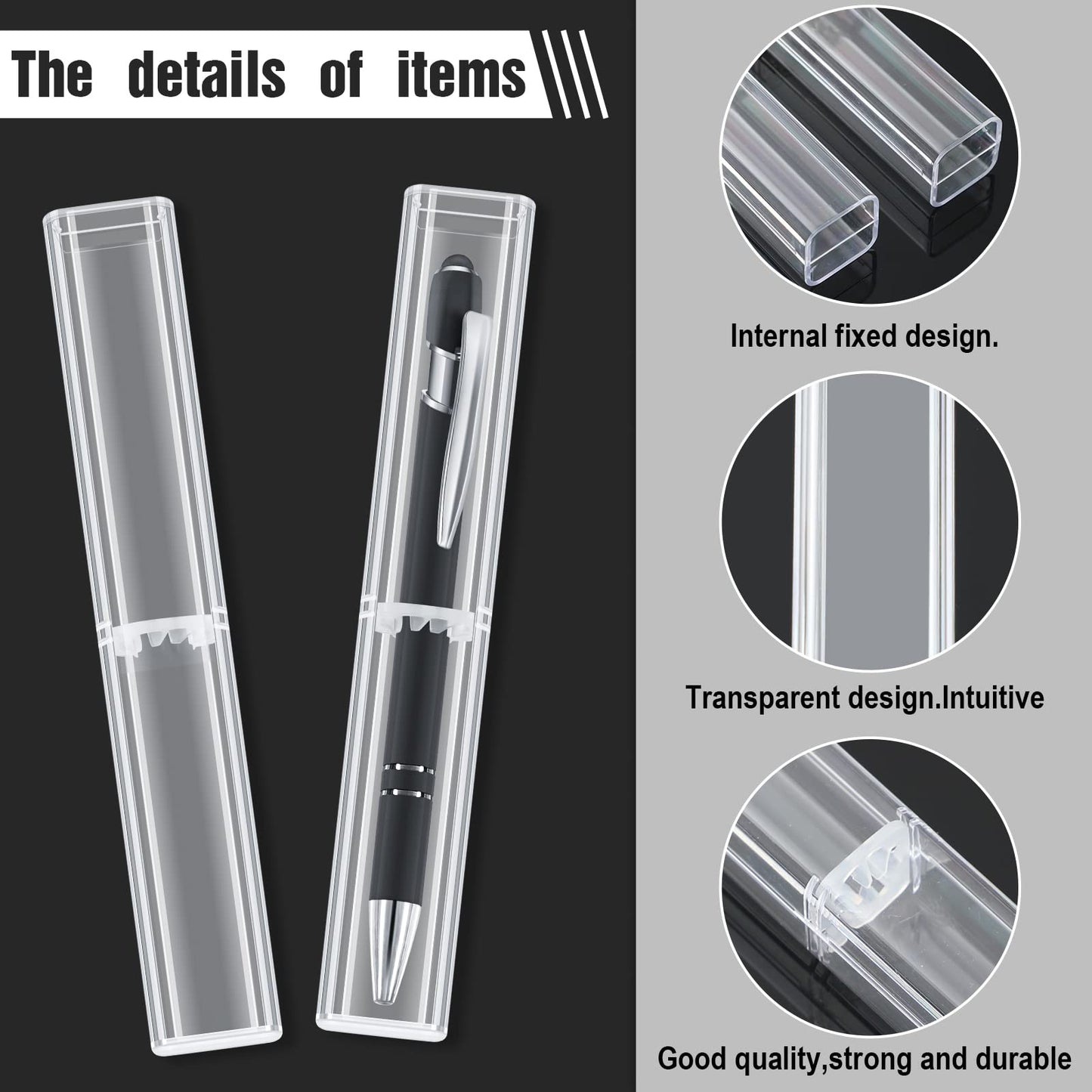 Spakon 40 Pieces Pen Gift Boxes, Acrylic Plastic Pen Cases Storage Plastic Pencil Box Case Transparent Pencil Container for Student School Office Supply