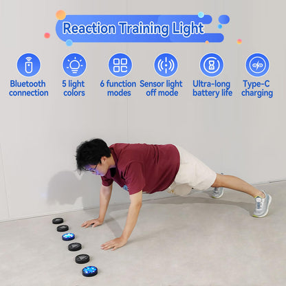 JOJOCY Reaction Training Light Magnetic, 5 Lights Color 6 Modes 30h Battery Life Improves Reaction Speed and Agility for Soccer, Basketball, Boxing, Rugby, Daily Entertainment