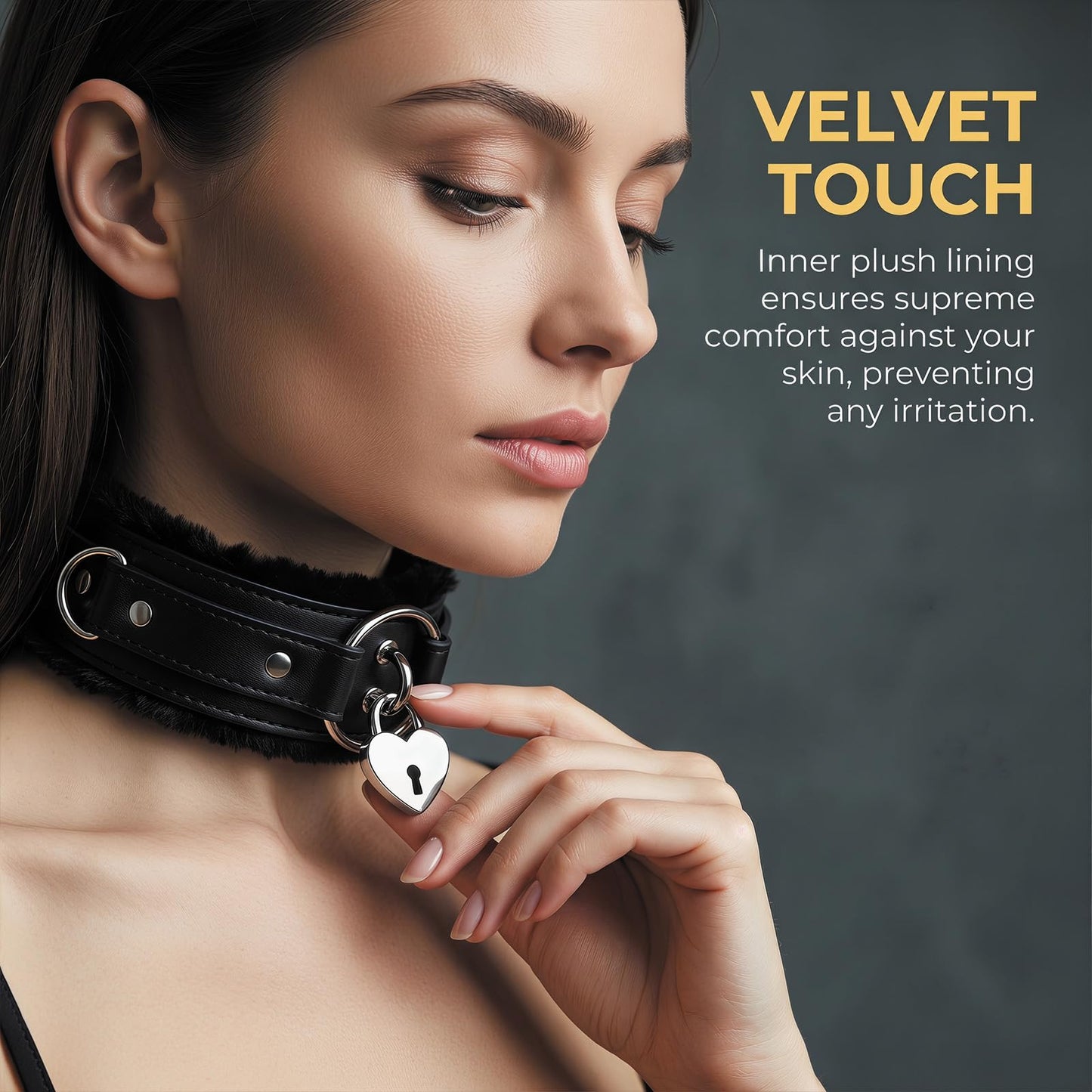 Blinan Punk Choker Collar for women with Heart Love Lock Adjustable gothic Leather Choker Necklace for Women Black