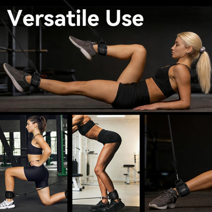 JOBGAIN Ankle Strap for Cable Machine (2 Pack), Ankle Resistance Bands, Cable Kick Back Straps for Gym, Glute Workouts, Leg Extensions, Adjustable Straps with Neoprene Padding, Black