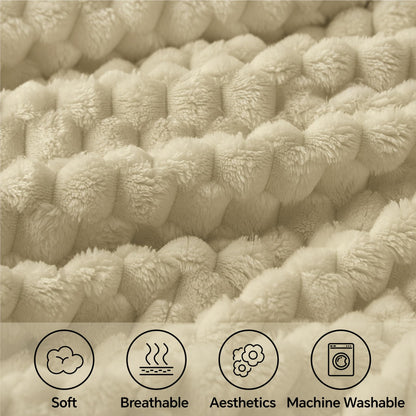 BEDELITE Fleece Throw Blanket for Couch & Bed - 3D Jacquard Decorative Almond Blanket, Super Soft and Cozy Warm Fuzzy Blanket All Seasons Suitable, 50x60Inches