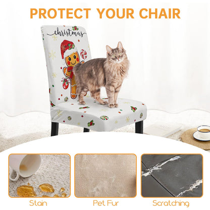 Zifmrtrwn Christmas Chair Cover Set of 6 Gingerbread Winter Dining Room Slipcovers Stretch Parsons Chair Seat Protectors Xmas Holiday Decor-6PCS