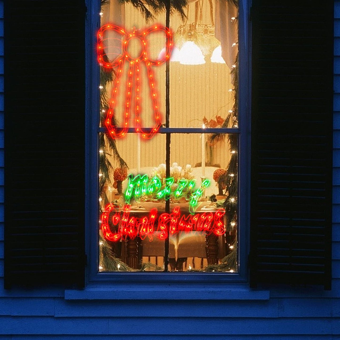 Xmasnova 2 Pack Christmas Window Lights - Double Sided Merry Christmas Sign Lamp Decorations for Indoor Wall, Door & Glass