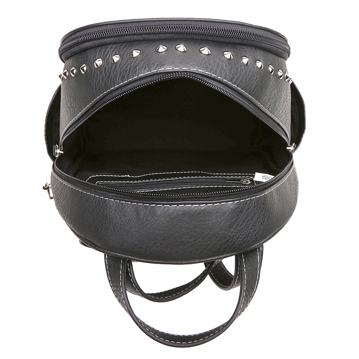 Cowgirl Trendy Sugar Skull Punk Art Rivet Stud Biker Purse Women Fashion Backpack Python Daypack Shoulder Bag Wallet Set (Black Set)