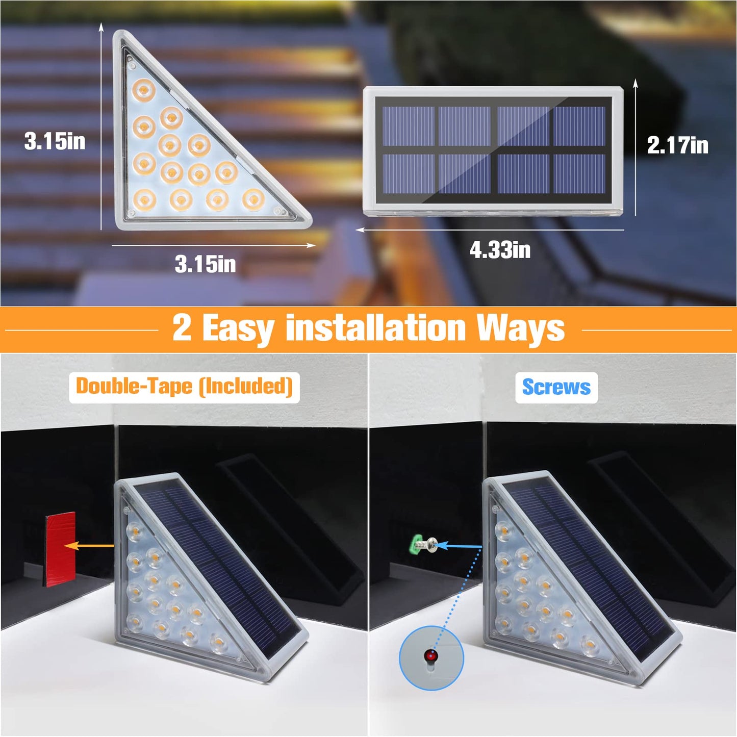 VOLISUN Solar Stair Lights 8 Pack, Solar Step Lights Waterproof IP67, Outdoor Step Light with 13 LEDs, Outdoor Lighting Decor for Yard Stair, Patio, Front Step, Front Porch and Deck(Cool White)