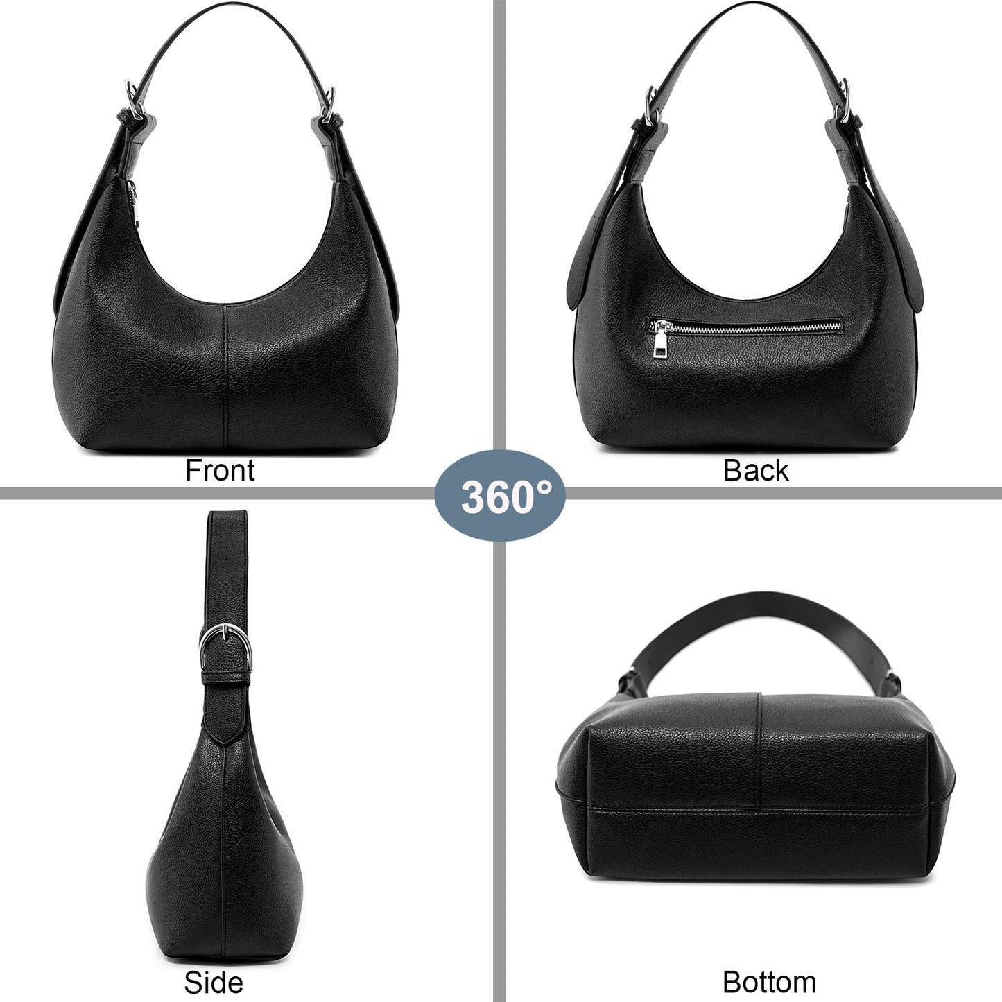 NIUEIMEE ZHOU Hobo Bags for Women Soft Vegan Leather Crescent Shoulder Handbag Slouchy Tote Crossbody Purses