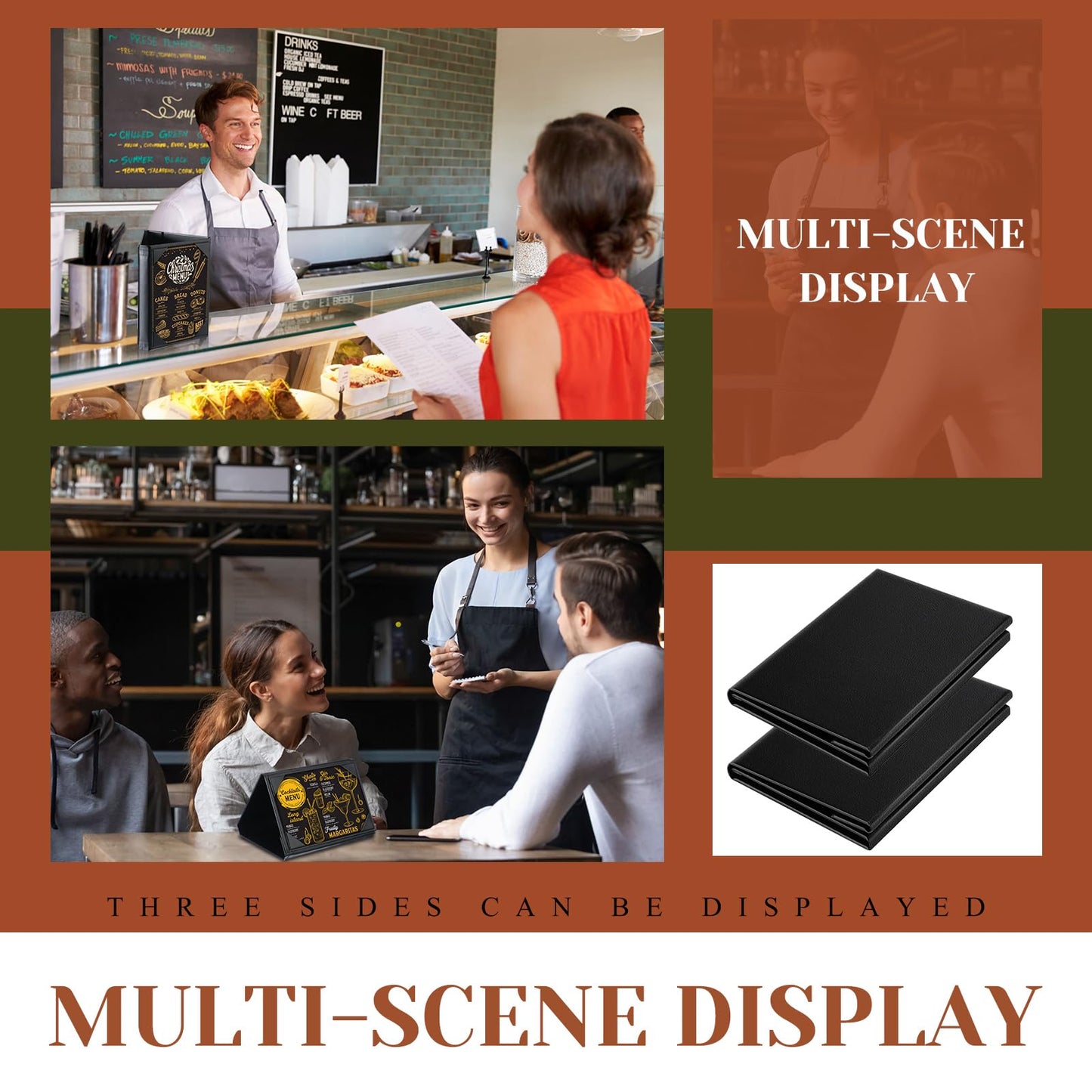 Mumufy 30 Pcs 4 x 6 Inch Triangle Table Tent Leatherette Menu Holders 3 Sided Menu Cover Frame Menu Sign Holders for Restaurant Cafe Bar Wedding