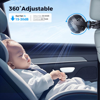 VETIFINAL Portable Baby Stroller Fan - 3-Speed Flexible Tripod Personal Fan Clip on for Bed, Rechargeable Battery Powered, Newborn Summer Cooling Essentials for Car Seat, Bike, Sleep, Travel (Black)