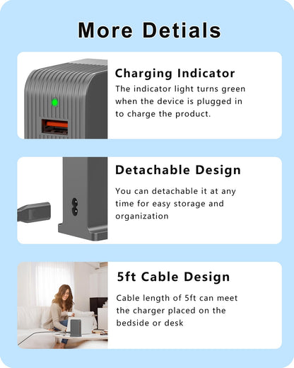 VPSUN USB Charger 6 Port 50W Multi USB Tower Charging Station for Multiple Devices iPhone 15/14/14 Pro/14 Pro Max/13 Pro/13 Pro Max/Android/Samsung/Tablet,etc (Gray, 50W)