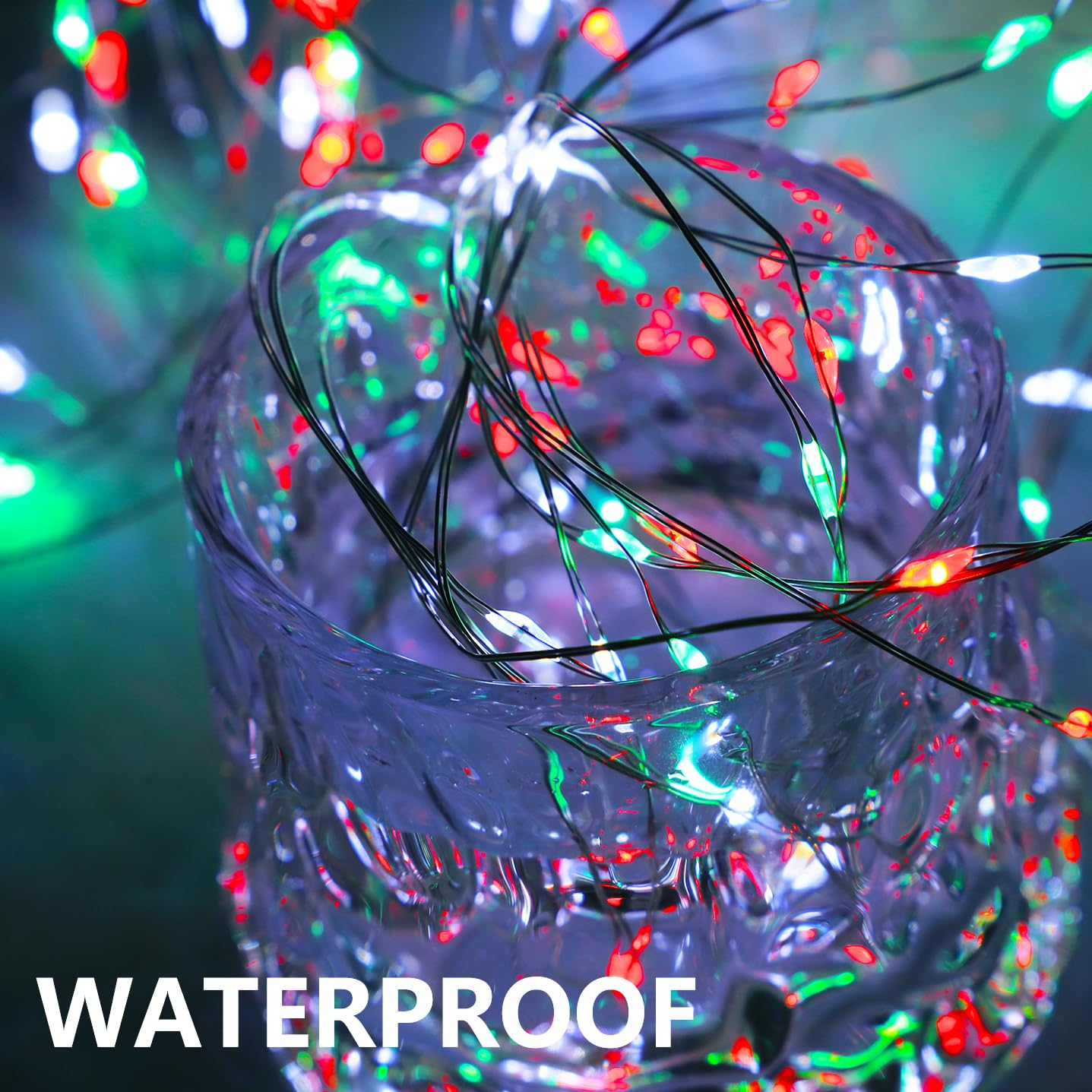 Christmas String Lights Red Green White Copper Wire, 4 Pack 400LED Fairy Lights Waterproof Twinkle Lights for Xmas, Bedroom, Garden, Patio, Outdoor Decor- Red White Green