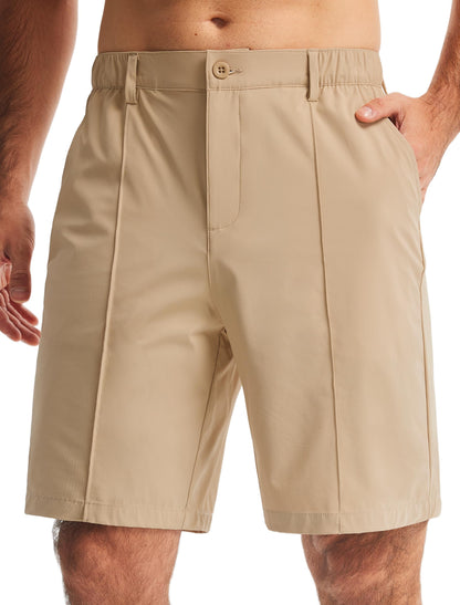 Libin Men's Classic Fit 9" Golf Shorts All Day Comfy Casual Shorts Quick Dry Lightweight Stretch Dress Travel Summer Clothing Work Outdoor Sports with Pockets Khaki 32