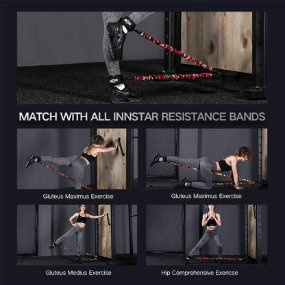 INNSTAR Resistance Bands Accessories Exercise Bands Attachment, Fitness Handles Workout Bar for Home Gym Workout Full Body Workout (2 Pack Ankle Cuff)