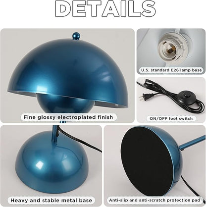 SUNLLOK Flower Pot Floor Lamp for Living Room, Metal Dome Lampshade Standing Floor Lamp with Foot Switch, Modern Reading Floor Light Fixture for Kitchen Island, Bedroom, Restaurant (Pearl Blue)