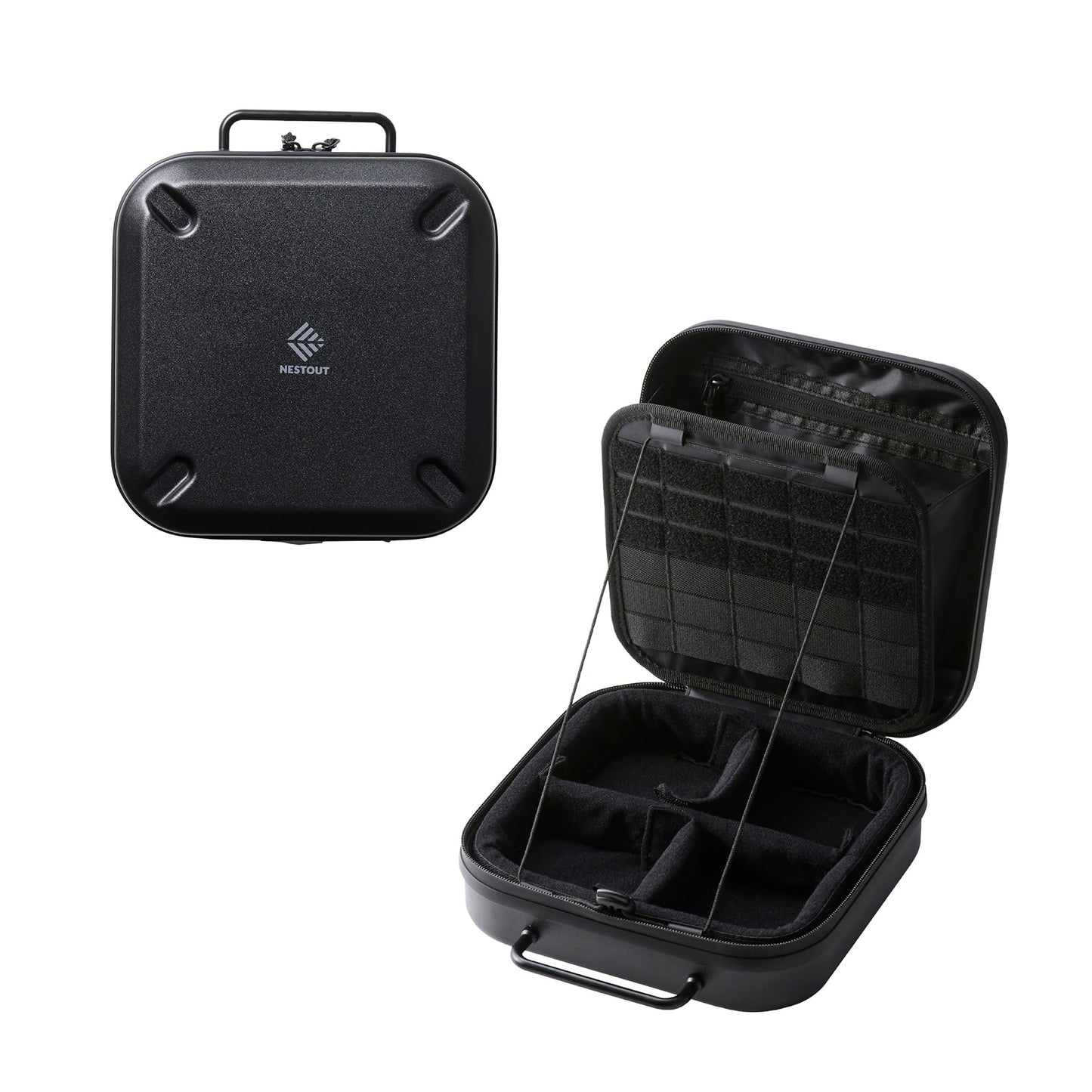 ELECOM NESTOUT Gear Storage Case, Lightweight Hard Shell, Water-Resistant, Stackable Organizer with Padded Dividers, Impact Resistant, Fits Travel Outdoor Batteries Tech Accessories (Black)