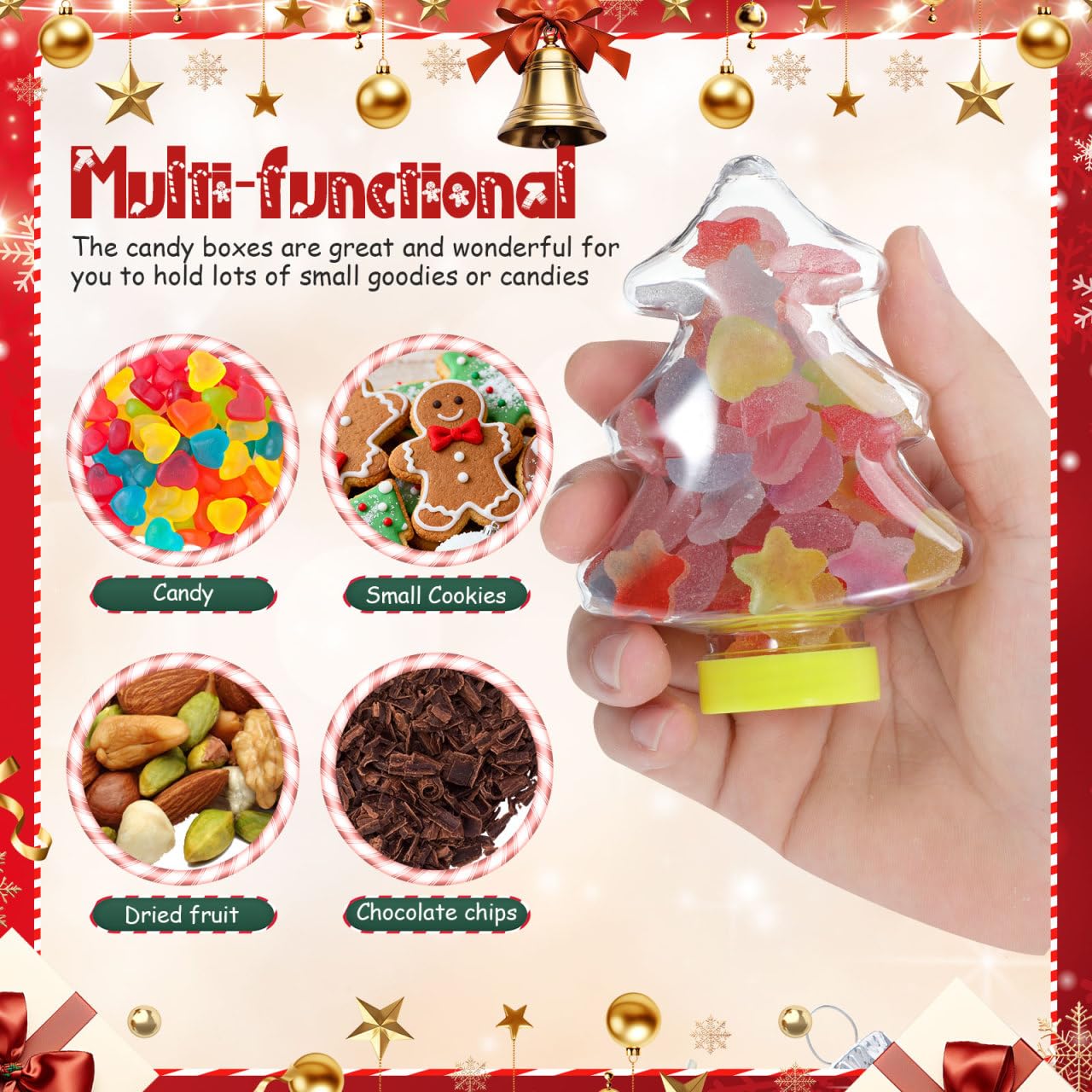 Ciieeo 25Pcs Acrylic Candy Boxes Tree Shape Plastic Candy Box for Christmas Birthday Back to School Wedding Decor