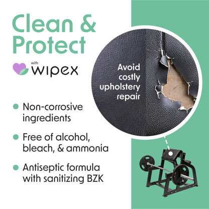 Wipex Yoga Mat Cleaner Gym Wipes - Plant-Based Lemongrass, Eucalyptus & Vinegar Wipes for Fitness Equipment & All Purpose Gym Cleaning - Safe for Peloton Bikes & Treadmills - 400 Count