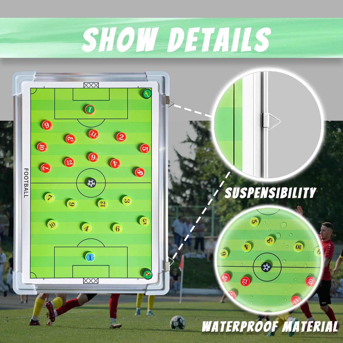 Pure Vie Magnetic Soccer Coaching Tactics Board, Portable Soccer Clipboard for Coaches Soccer Dry Erase Whiteboard Strategy Tactical Blackboard Football Coach Board with Player Markers, Pen and Eraser