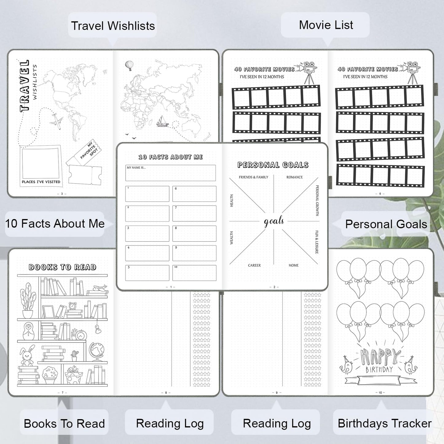 SIMSIMY Premade Dotted Journal Notebook with Bullet Templates, Pre-made Dot Grid Journaling with Undated Weekly & Monthly Planner, Various Trackers, Lasts 1 Year, A5