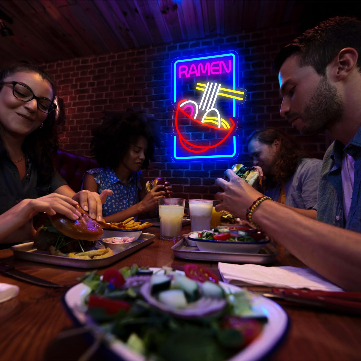 Ramen Neon Sign for Wall Decor Dimmable LED Light Up Sign for Resturant Dining Hall Kitchen Home Bar Man Cave for Party Club Christmas Birthday Gifts Wall Art Size15.7 * 11.4(WZCP013)