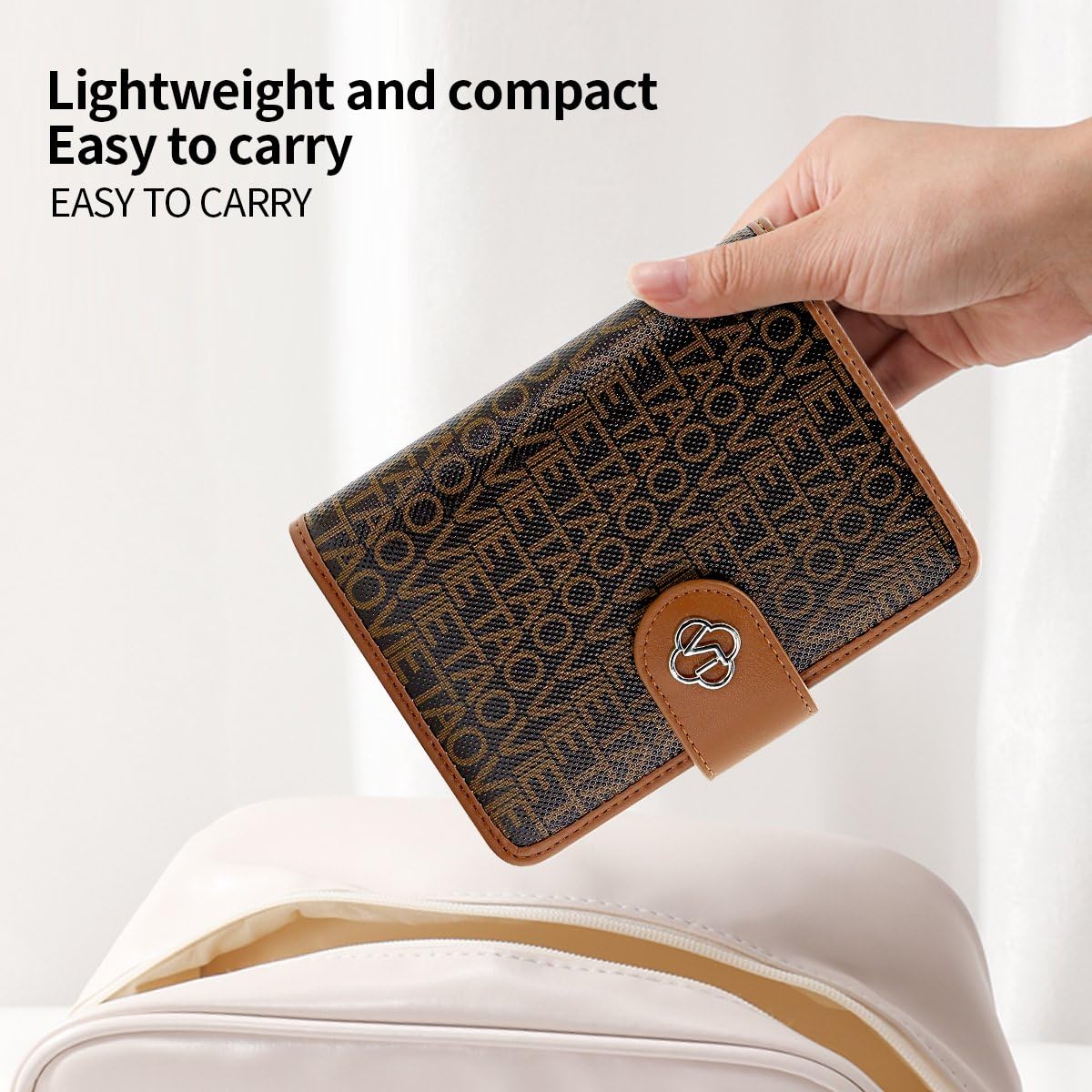XIMAND Passport Holder Wallet Bag with AirTag Holder, Card Slots and Passport Solt Ticket Cash Solt, Photo Solt Sim Card Pen Slot.Brown