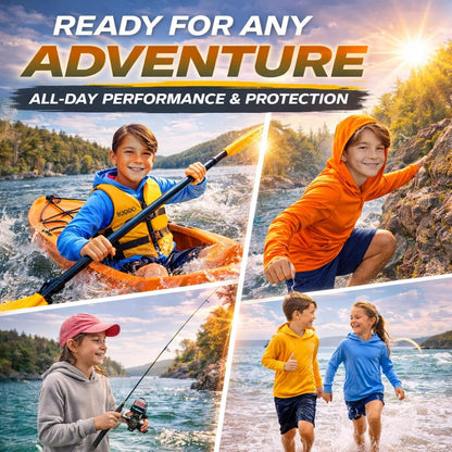 INGEAR Boys' Rash Guard Long Sleeve UPF 50+ UV Protection Swim Shirt, Hooded Sun Shirt, Quick Dry Fishing Shirt for Kids (US, Alpha, Medium, Turquoise Sea)