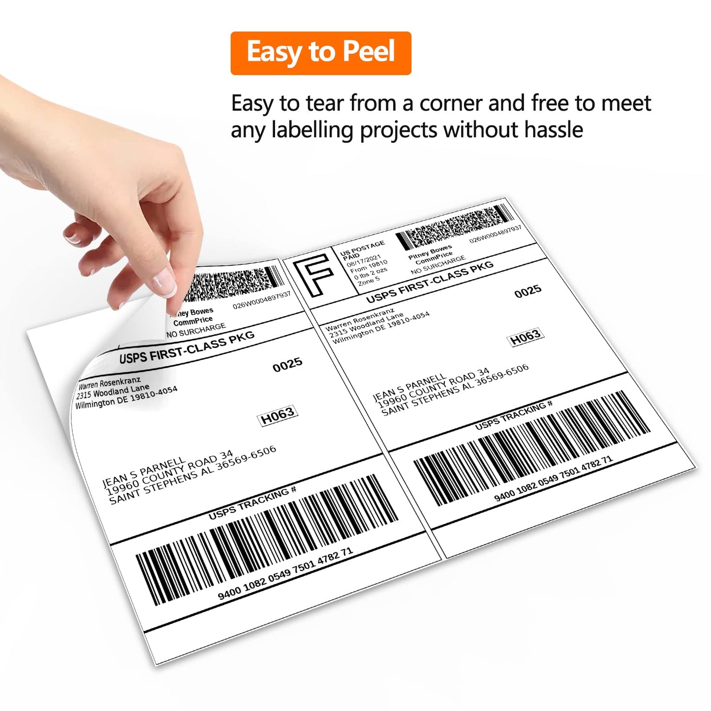 SJPACK 1000 Half Sheet Self Adhesive Shipping Labels, 8.5" x 5.5" Address Labels for Laser & Inkjet Printers(1000 labels-500 Sheet)
