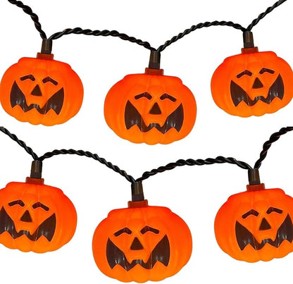 8.5Ft LED Halloween Lights Pumpkin String Lights with 10 Smiling Jack O Lantern Pumpkin Lights, Orange Jack O Lantern for Home Party Yard Porch Indoor Outdoor Decor Halloween Decorations